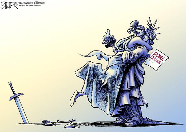 US Supreme Court gay marriage cartoon statute of liberty