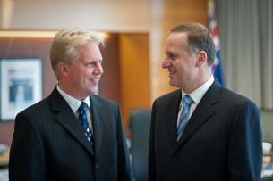 The Minister of Mopping Up, Todd McClay, with the Minister of Fucking Up, John Key.