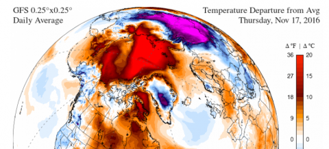 North pole temperature